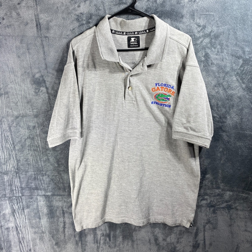 Vintage Florida Gators Starter Polo Shirt Men Large Gray 90s Embroider Football